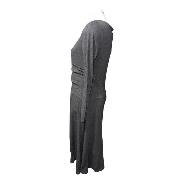 Max & Cleo Womens Long Sleeve Faux Wrap Midi Dress Size Medium Gray - Picture 8 of 9